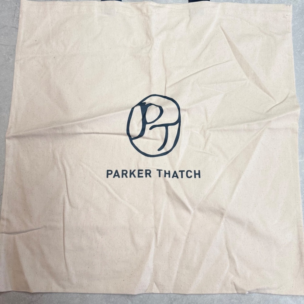 Parker Thatch Large Canvas Logo Tote Bag Natural Navy Reusable Shopper Travel - Picture 3 of 6